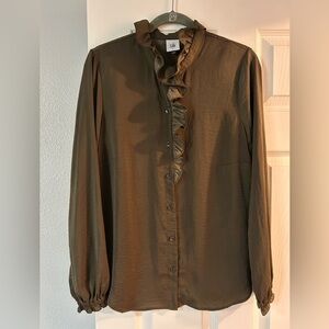 CAbi Olive Button-Up Blouse